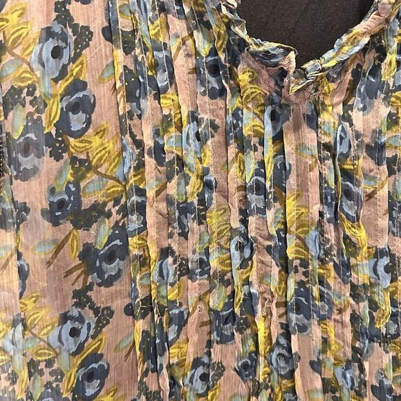 Natural Life Dress Small Floral Flutter Sleeve Boho Rayon Sheer Pintucks‎ - Picture 2 of 9